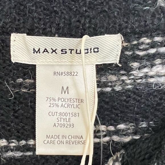 Max Studio Black Marled Knit Long Sleeve Pullover Sweater - Picture 7 of 8